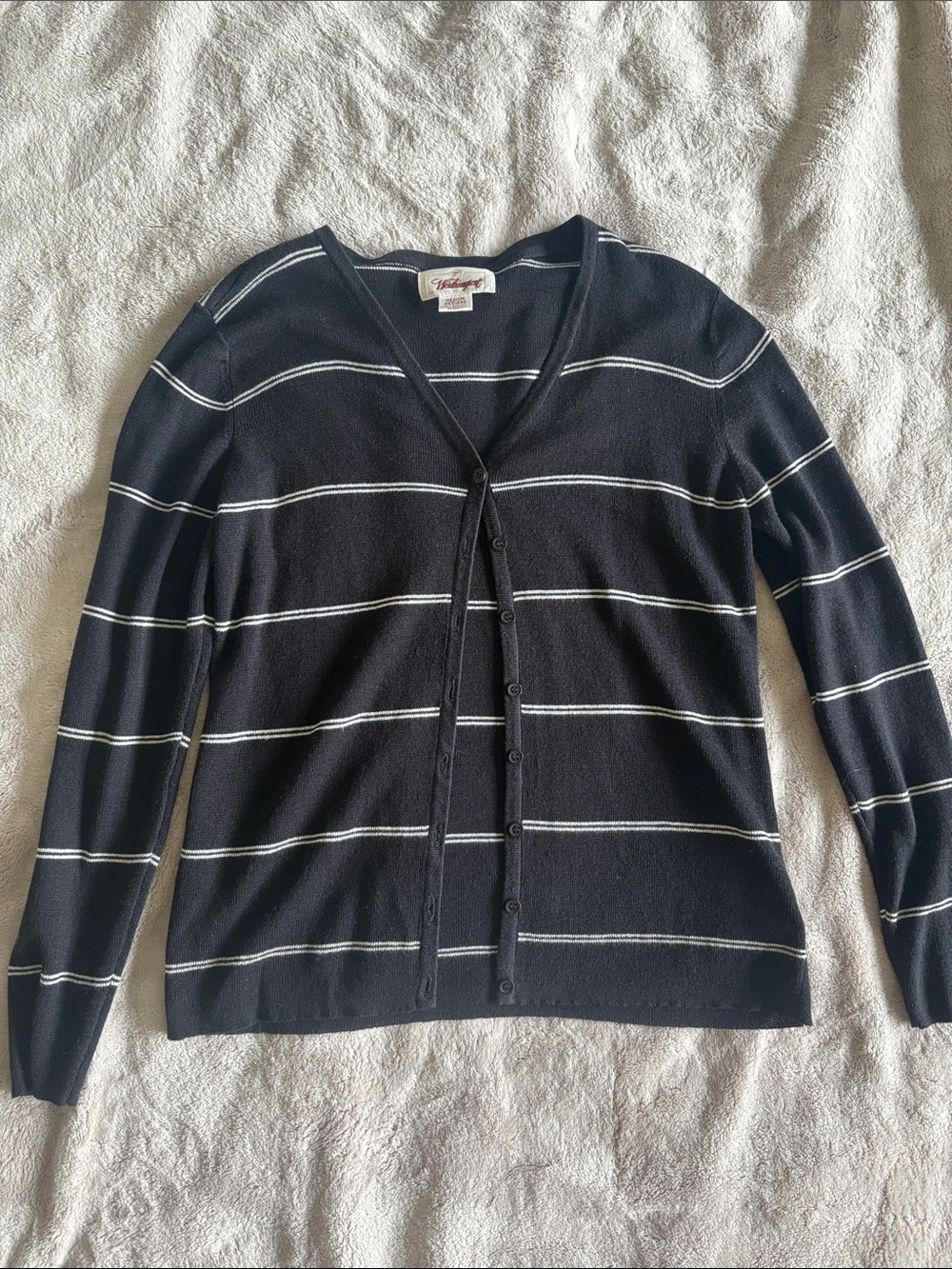 Vintage Worthington Black and White striped cardigan